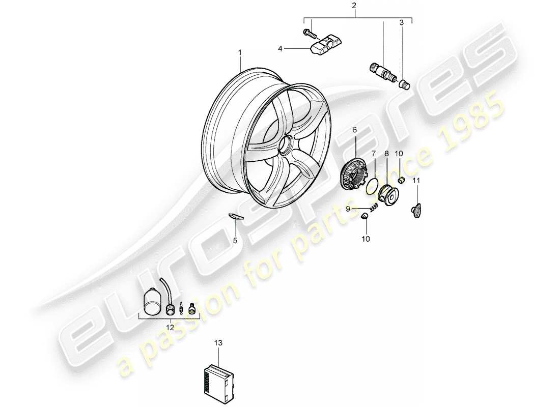 porsche carrera gt (2006) wheels parts diagram