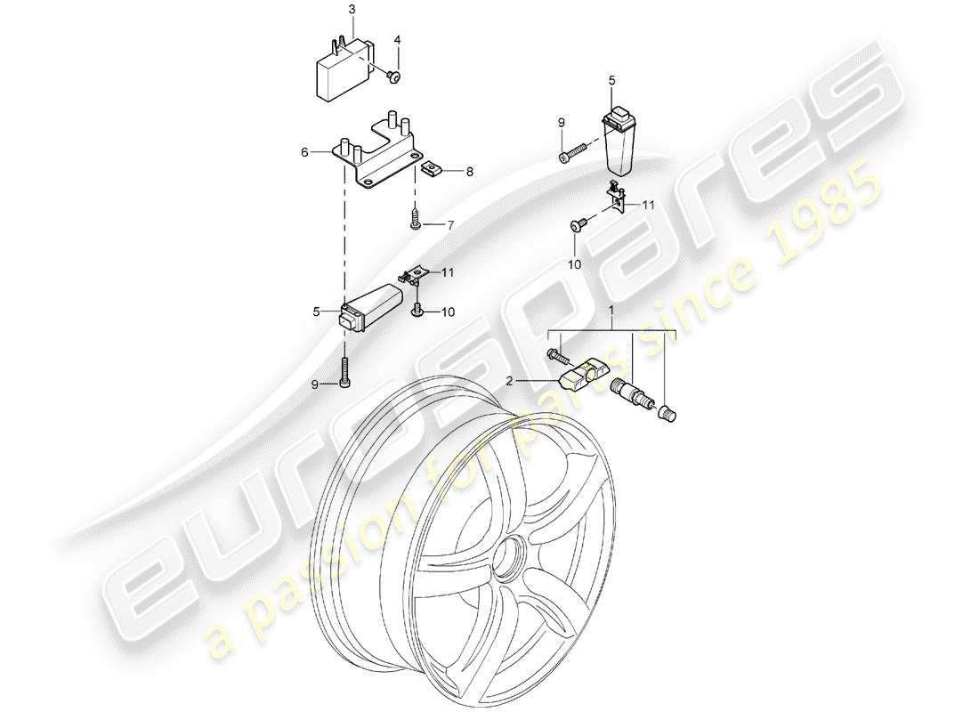 porsche 2006 (carrera gt) tire pressure control system parts diagram