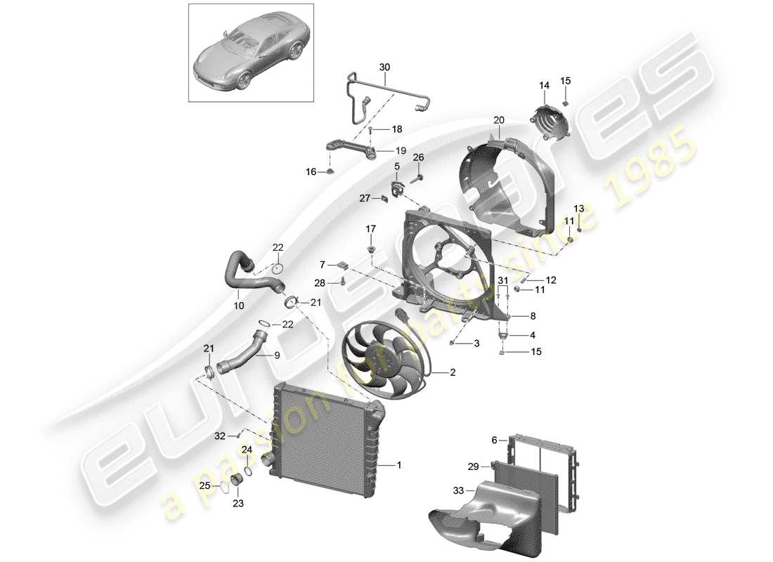 porsche 2012 (991-1) water cooling 3 part diagram