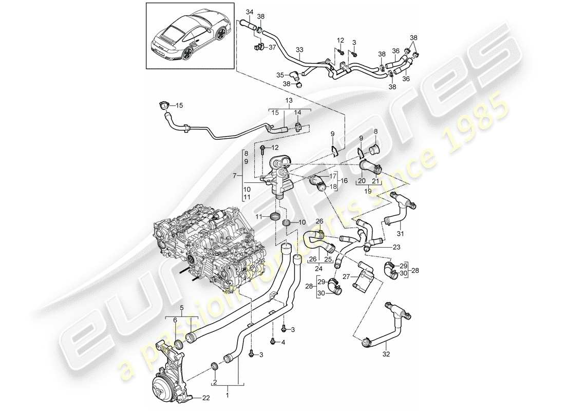 porsche 2011 (997-2 turbo / gt2 rs) connection part diagram
