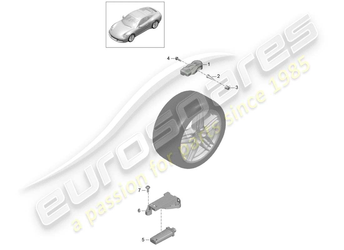 porsche 2017 (991-2) tire pressure control system part diagram
