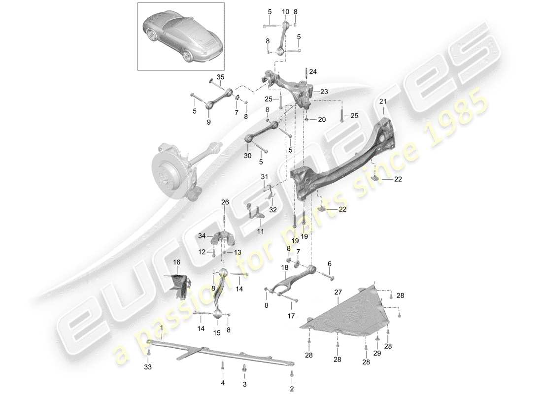 porsche 2013 (991-1) rear axle part diagram