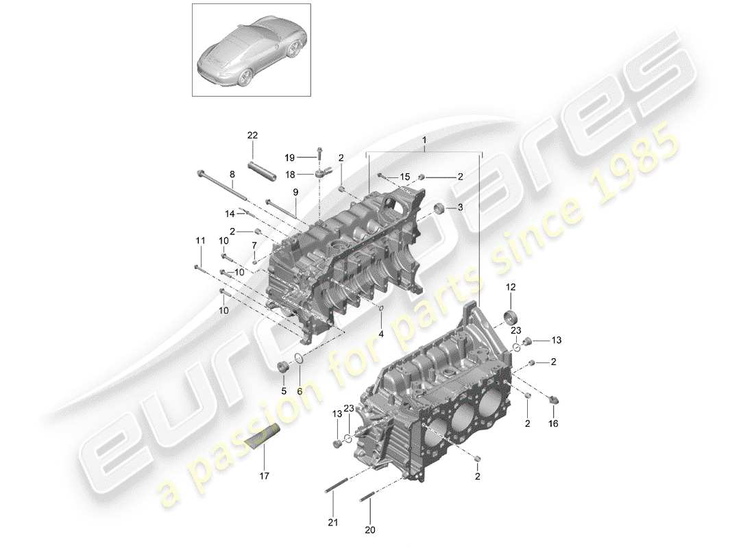 porsche 991 (2013) crankcase parts diagram