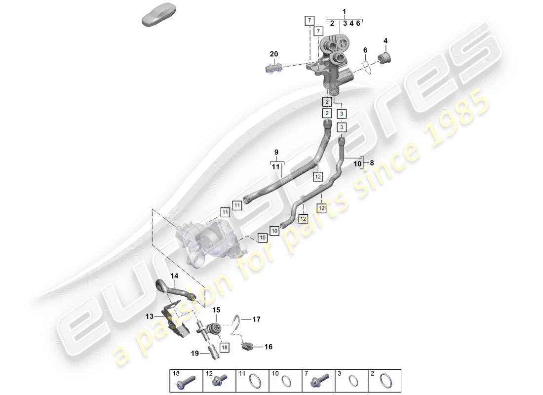 porsche 2020 (718 boxster spyder) water cooling parts diagram