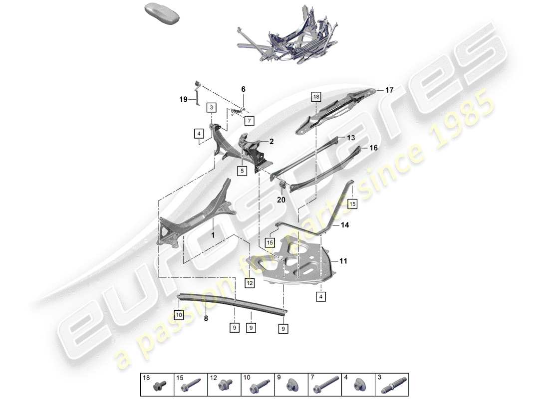 porsche 2020 (718 boxster spyder) side panel parts diagram
