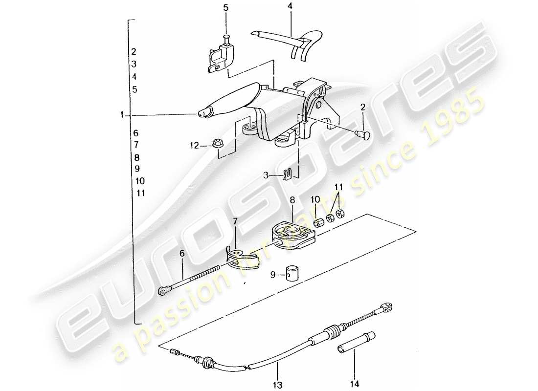 porsche 2002 (996 turbo / gt2) handbrake - actuator part diagram
