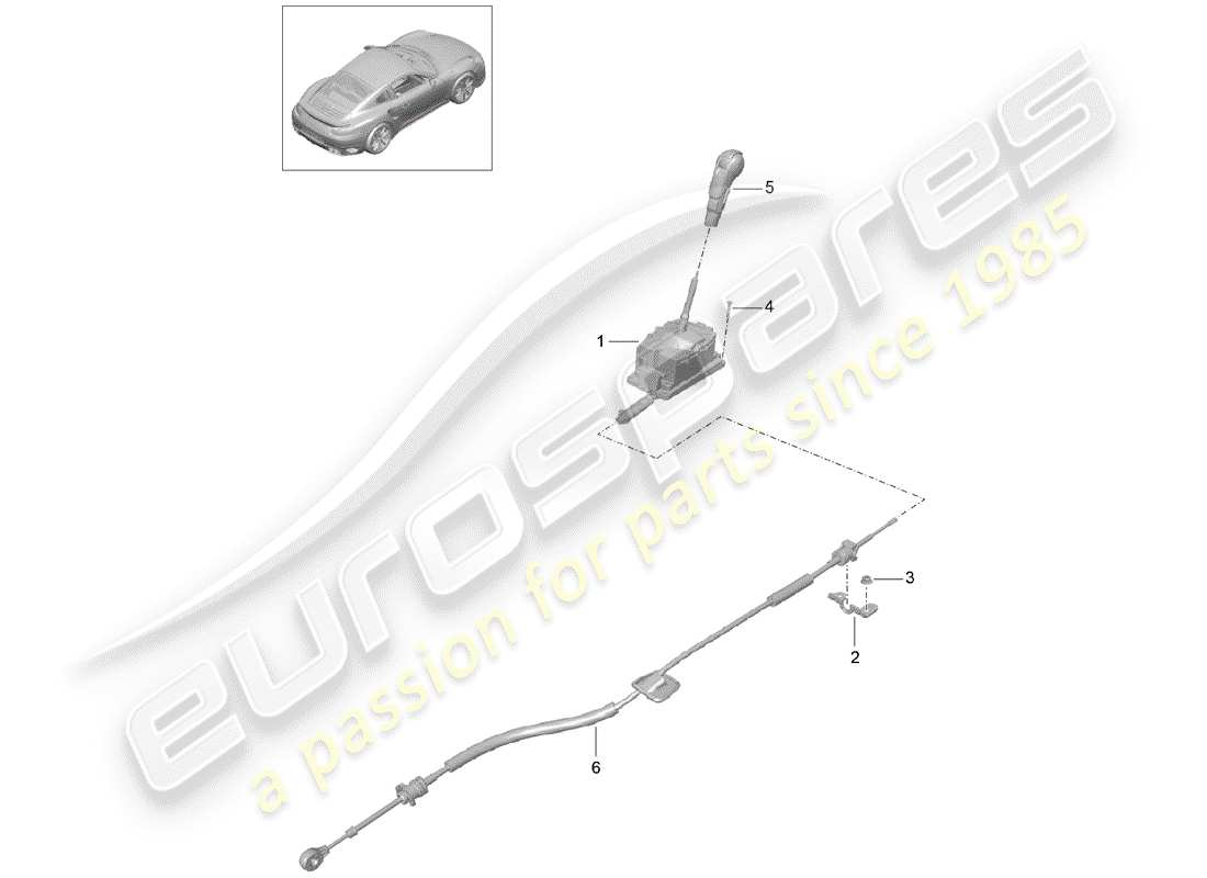 porsche 991 turbo (2015) selector lever part diagram