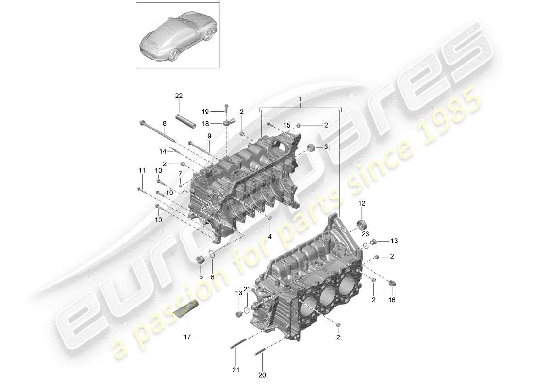 porsche 2014 (991-1) crankcase part diagram