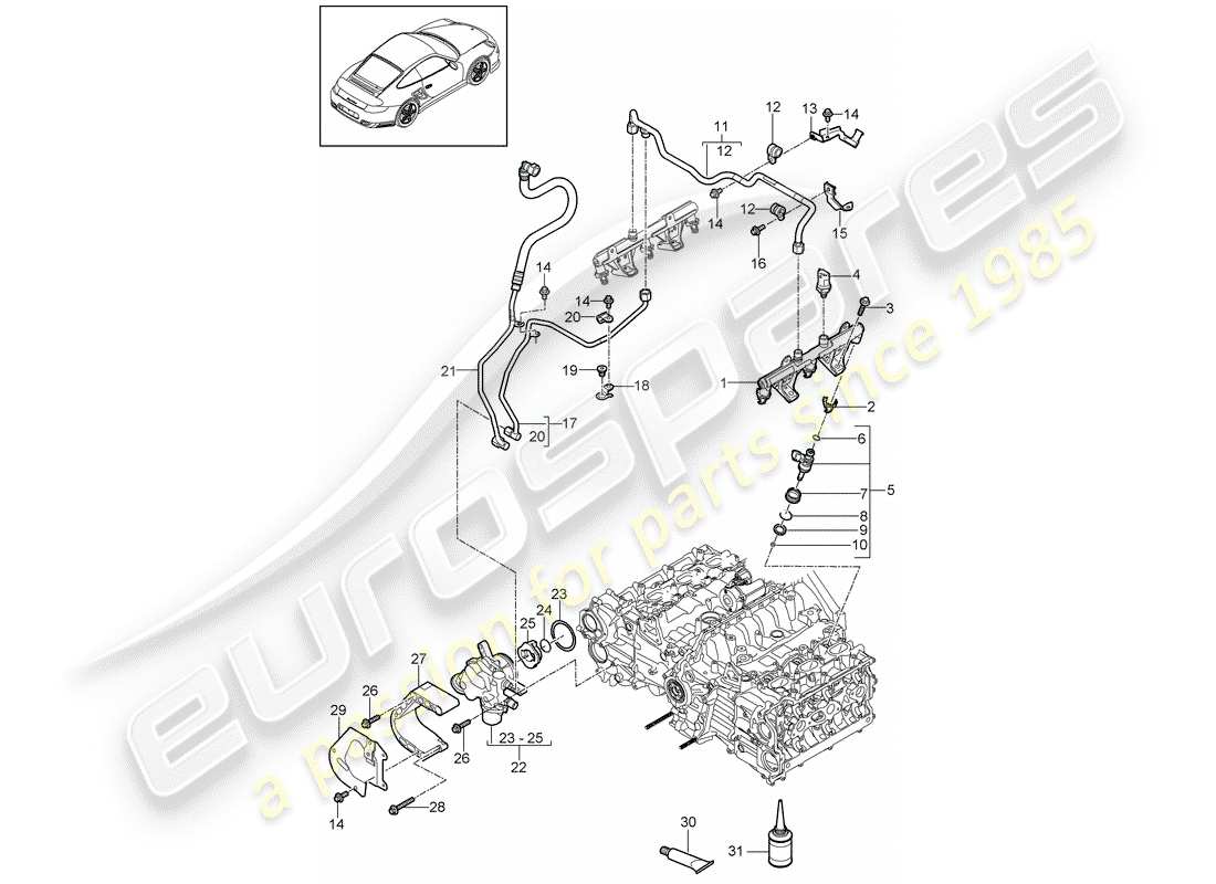 porsche 2011 (997-2 turbo / gt2 rs) fuel collection pipe part diagram