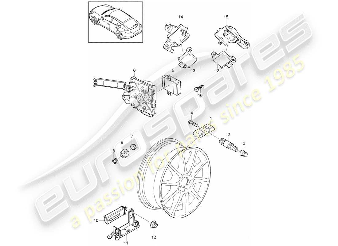 porsche panamera 970 (2016) tire pressure control system part diagram