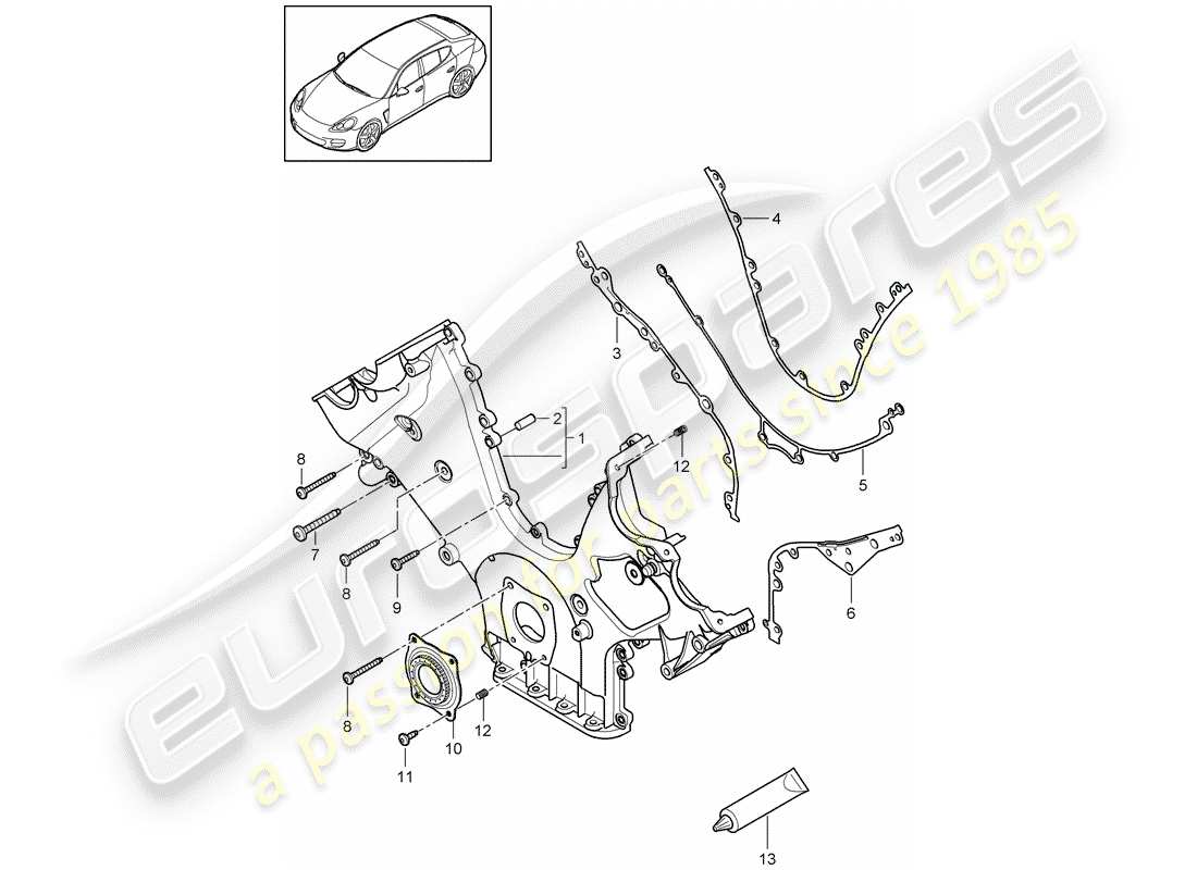 porsche 2016 (panamera 970) cover for timing chain part diagram