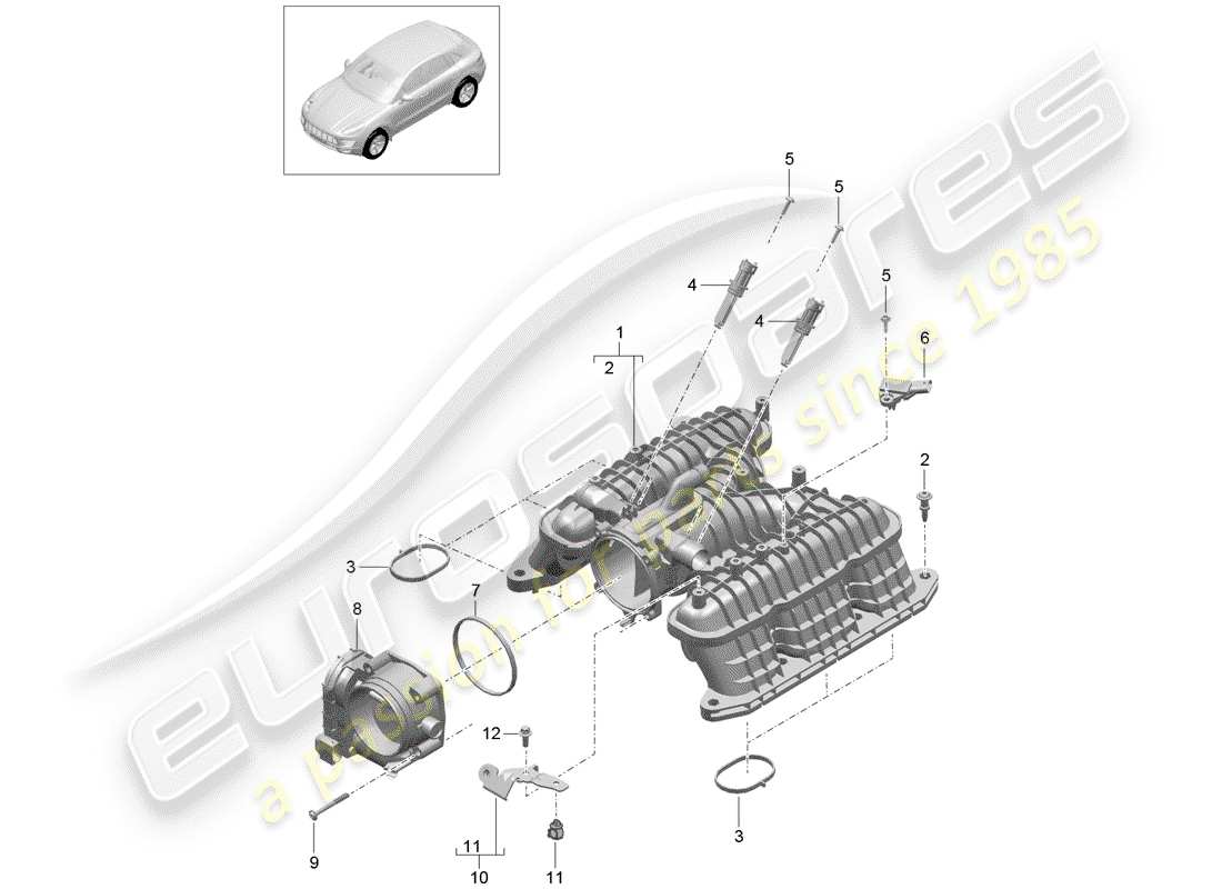 porsche 2018 (macan) intake air distributor part diagram