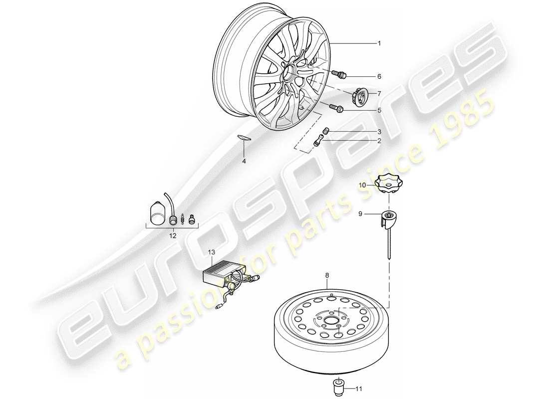 porsche cayenne (2007) wheels part diagram