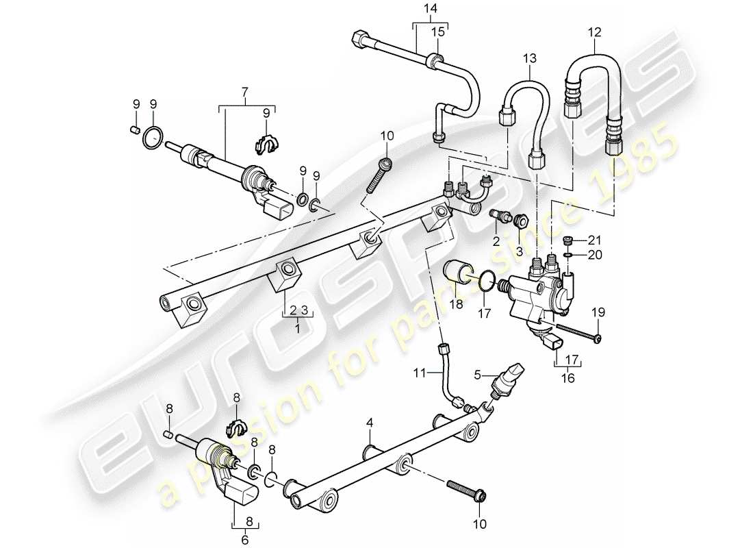 porsche cayenne (2007) fuel collection pipe part diagram