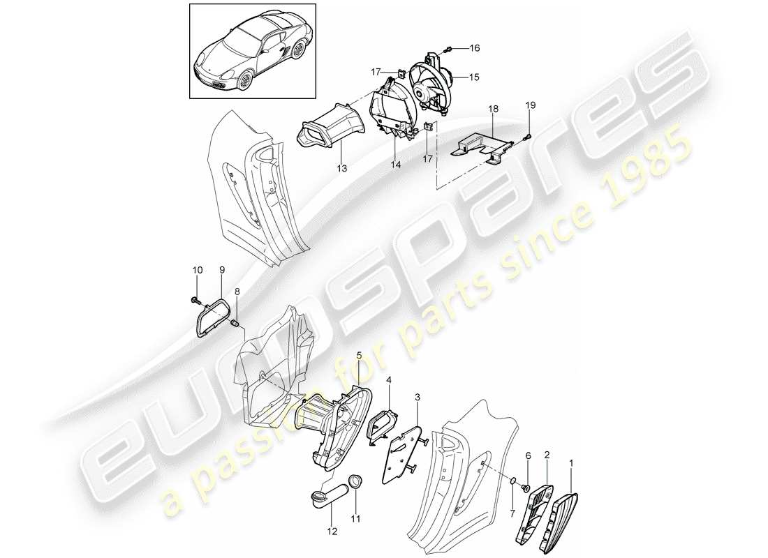 porsche 2012 (987 cayman) ventilation part diagram