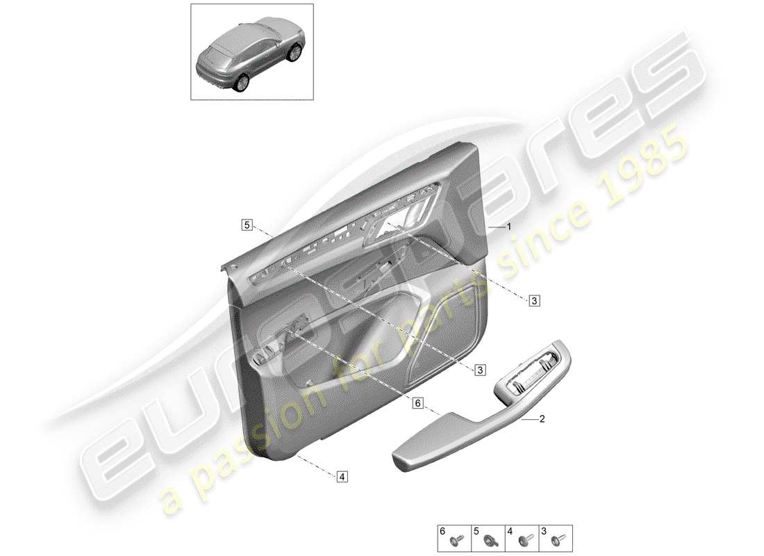 porsche macan (2020) door trim panels parts diagram