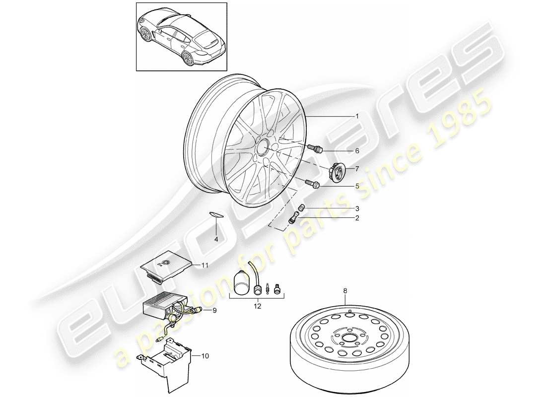 porsche 2010 (panamera 970) wheels part diagram