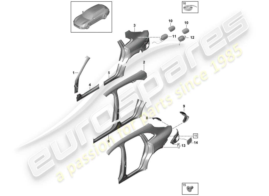 porsche 2018 (panamera 971-1) side panel part diagram