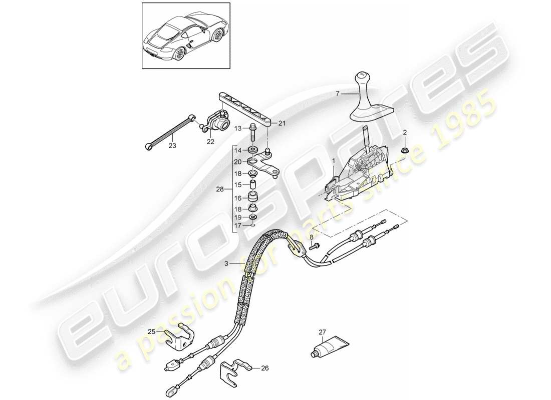 porsche 2009 (987 cayman) transmission control part diagram