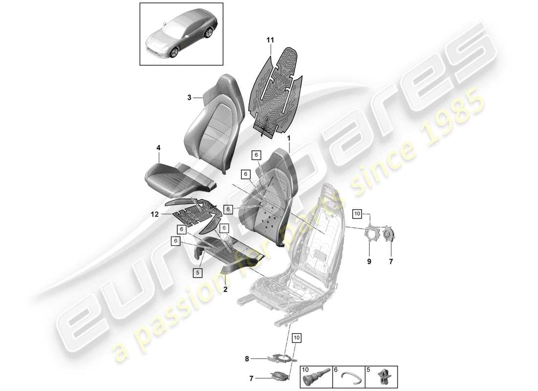 porsche 2017 (panamera 971-1) foam part part diagram
