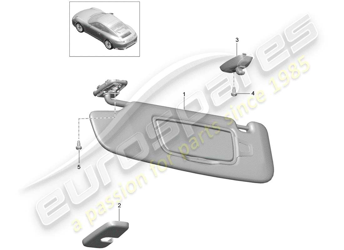 porsche 2017 (991-2) sun vizors part diagram