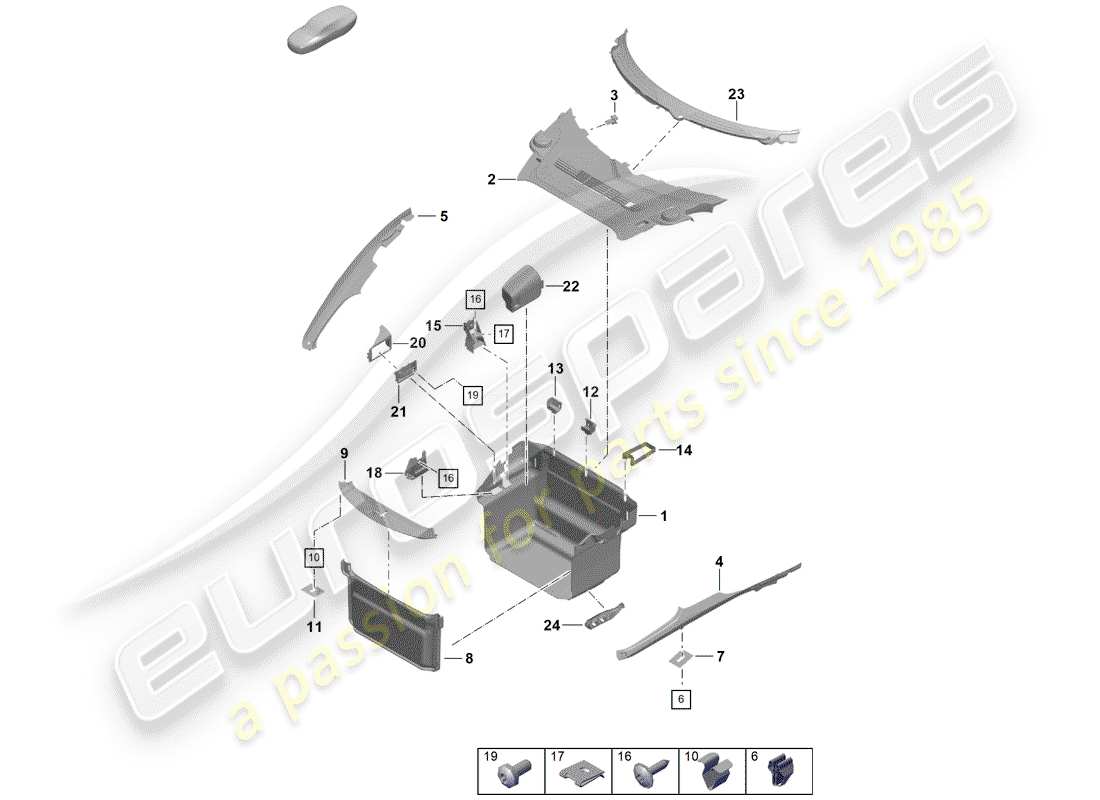 porsche 2020 (718 boxster spyder) boot lining parts diagram