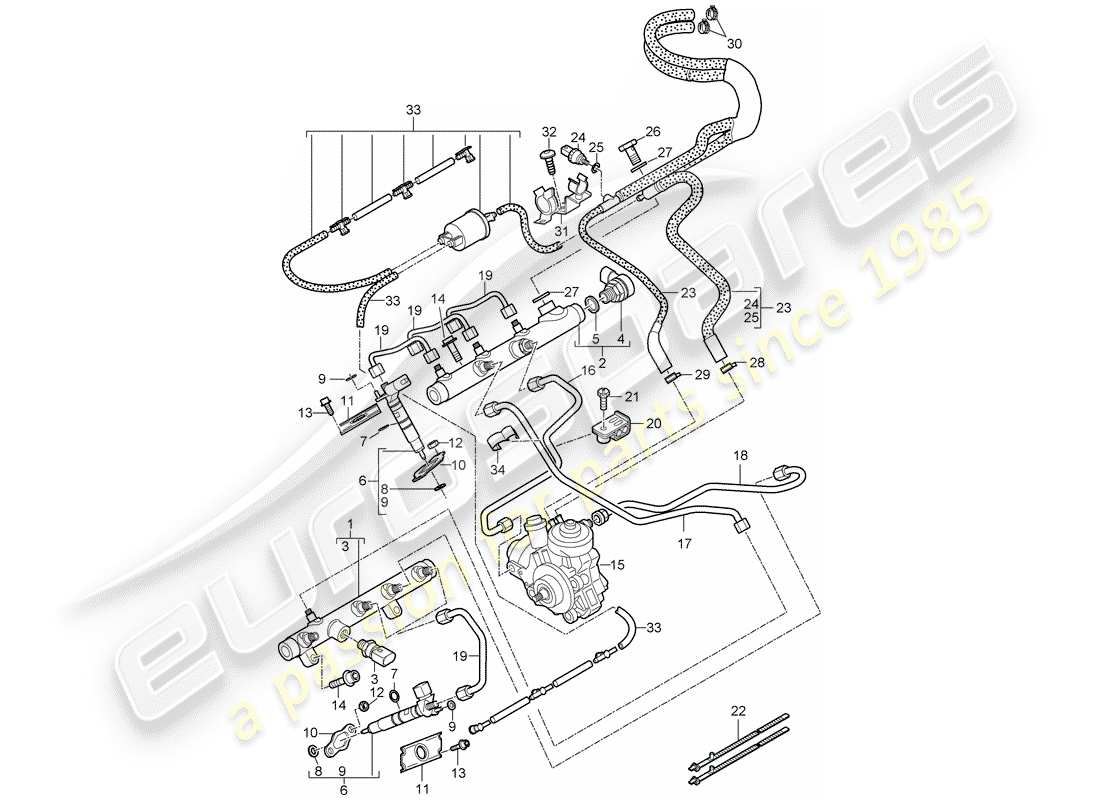 porsche cayenne (2007) fuel collection pipe part diagram