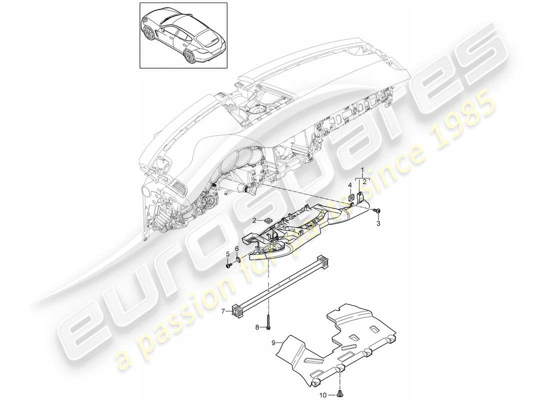 porsche 2010 (panamera 970) dash panel trim part diagram