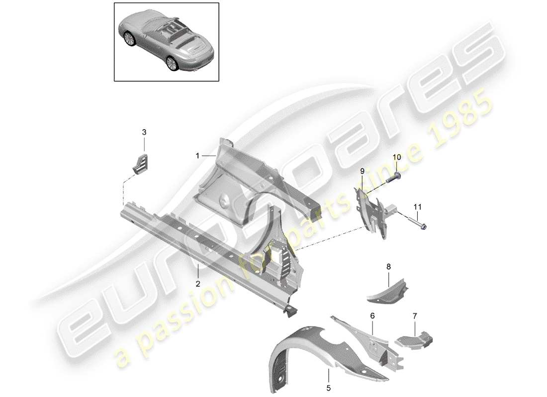 porsche 2015 (991-1) side panel part diagram