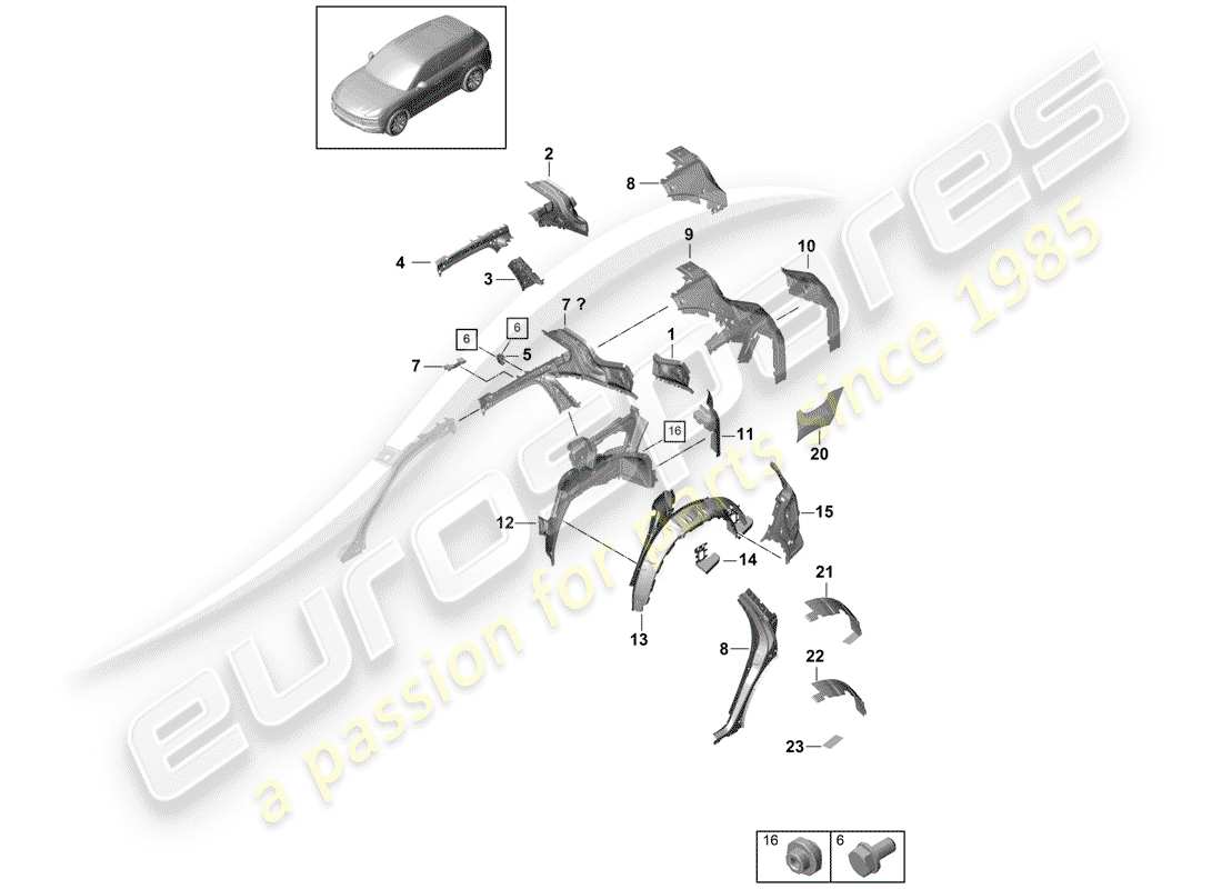porsche 2020 (cayenne e3 9ya/9yb) side panel part diagram