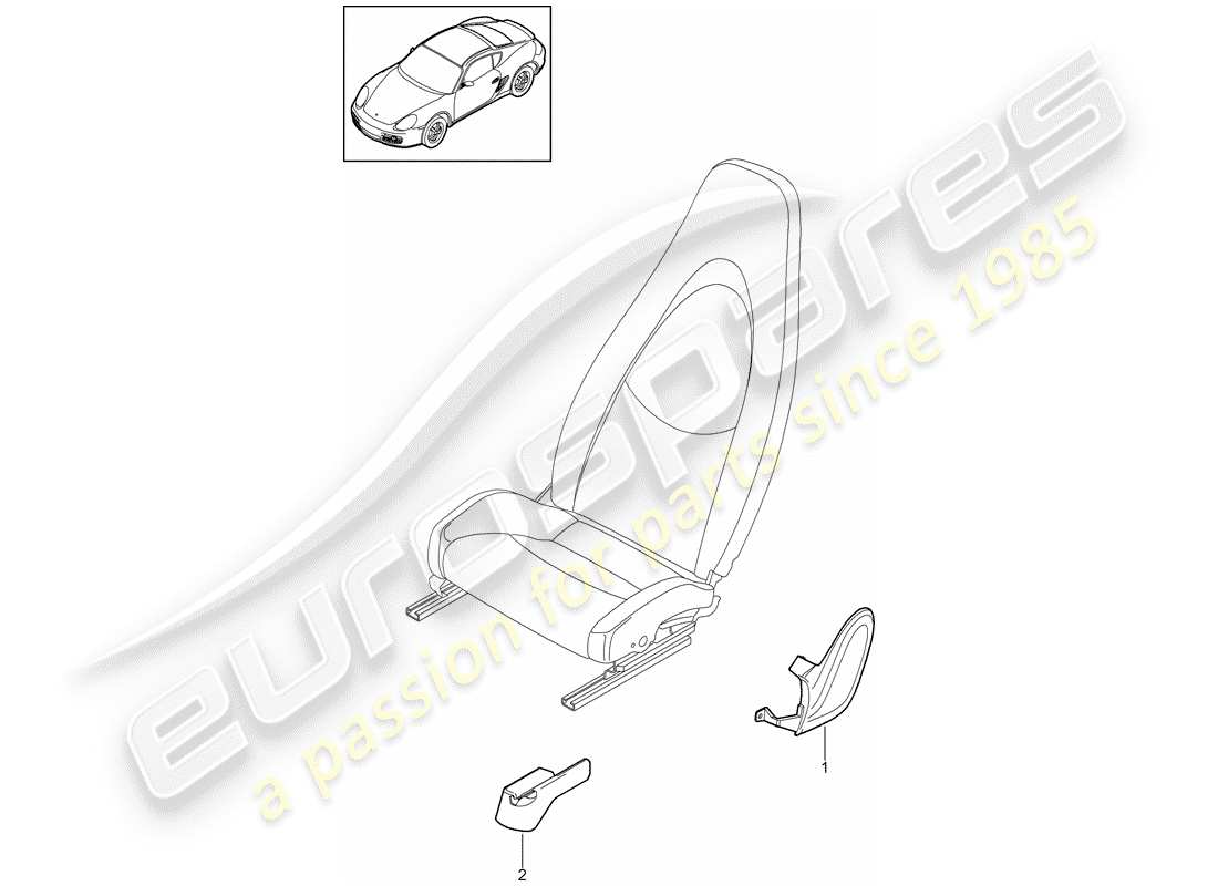 porsche cayman 987 (2010) front seat parts diagram