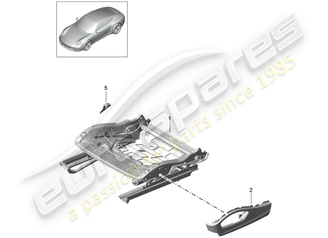 porsche 2015 (991-1) seat frame part diagram