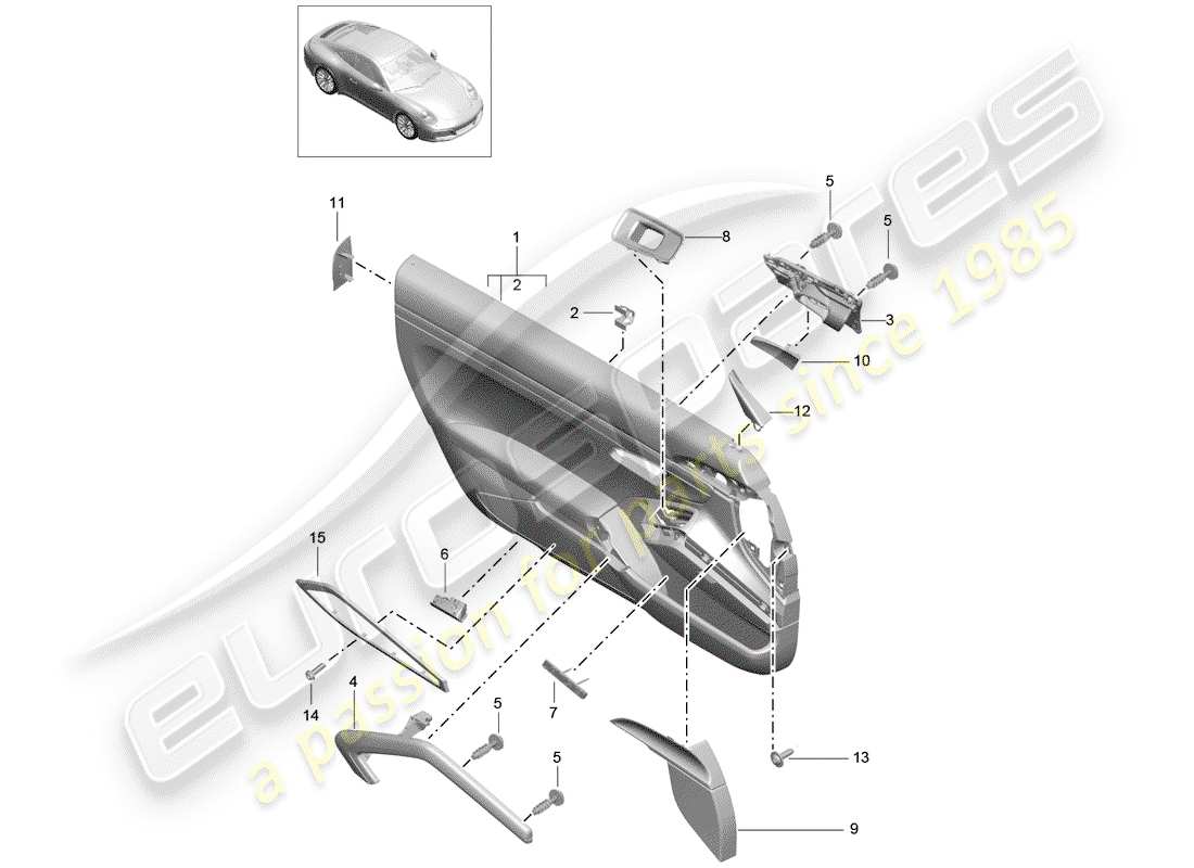 porsche 2017 (991-2) door panel part diagram