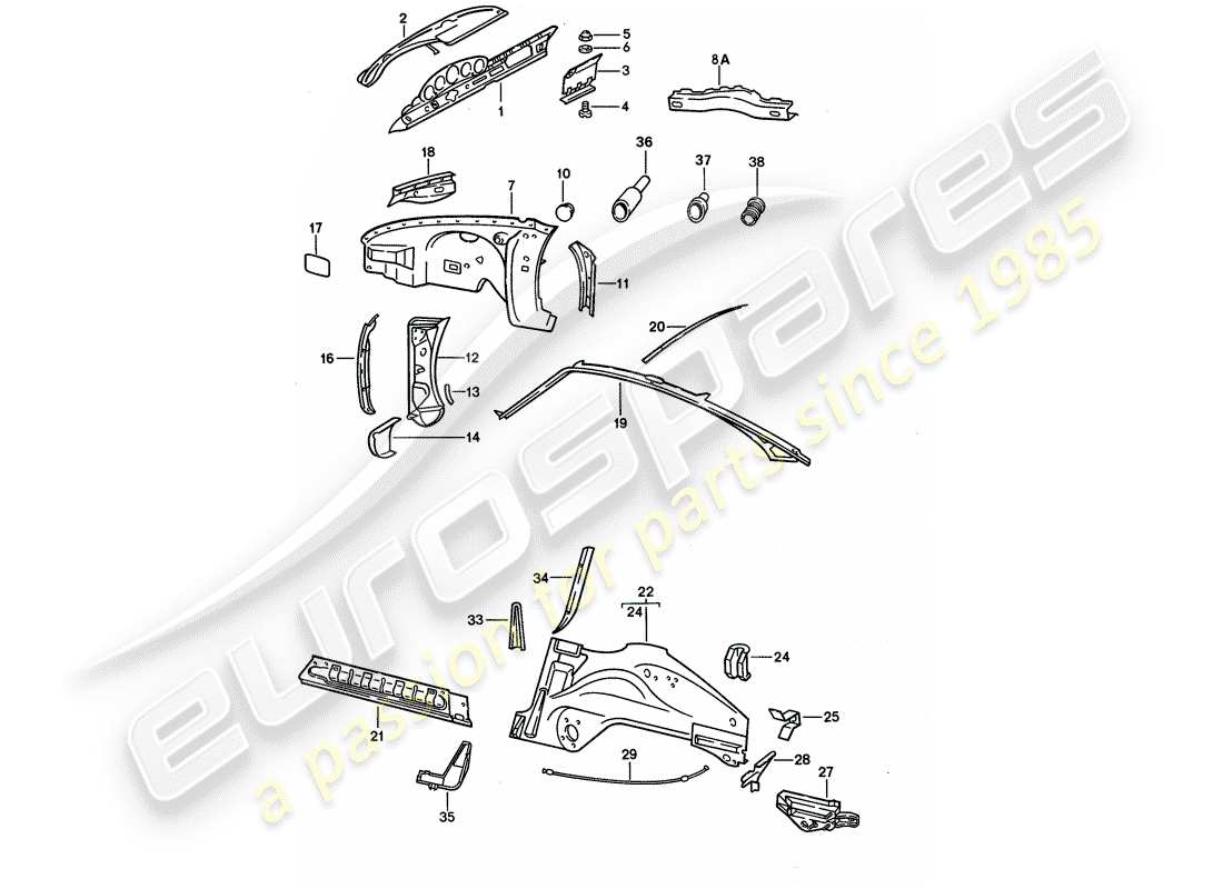 porsche 1988 (911) inner panel part diagram