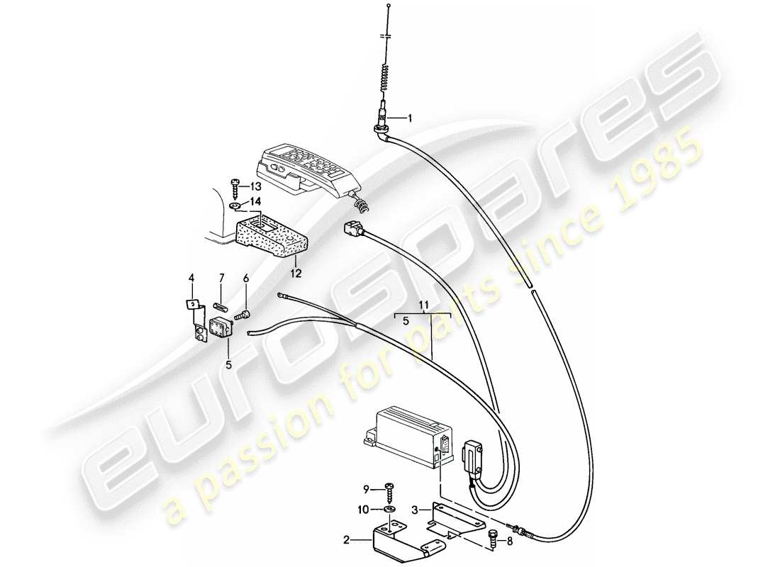 porsche 1988 (911) phone preparation part diagram