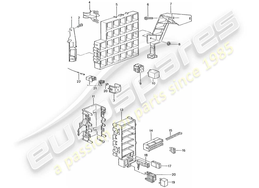 porsche boxster 986 (2003) fuse box/relay plate - dashboard parts diagram