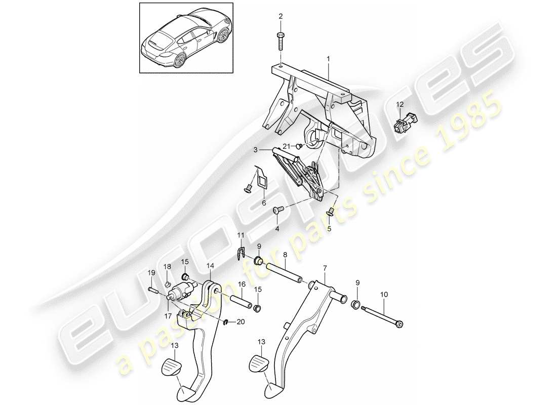 porsche 2010 (panamera 970) pedals part diagram