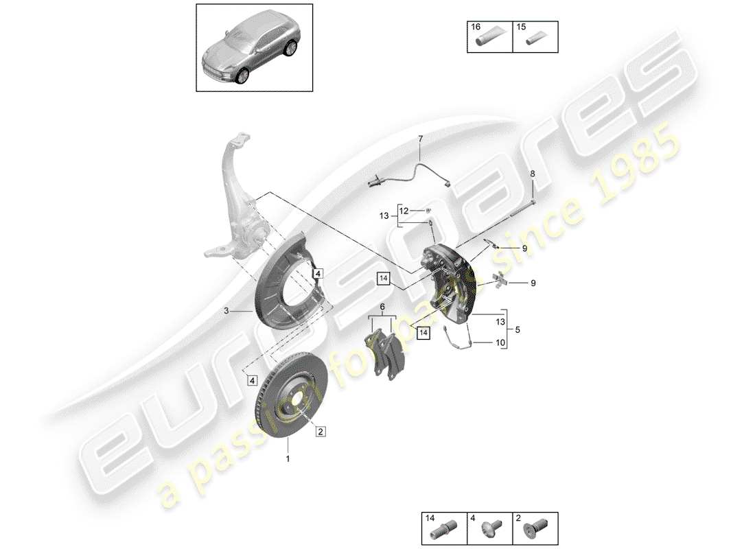 porsche 2019 (macan) disc brakes part diagram