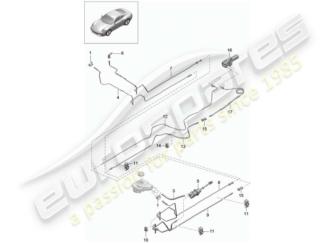 porsche 991 (2013) hydraulic clutch part diagram