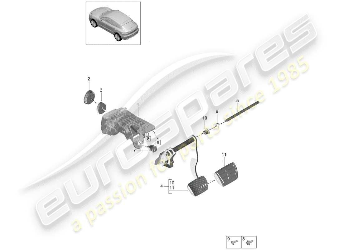 porsche 2019 (macan) brake operations part diagram