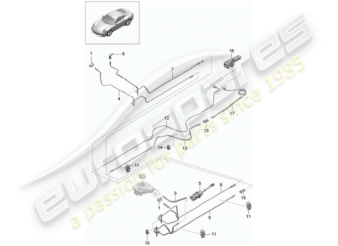 porsche 2014 (991-1) hydraulic clutch part diagram