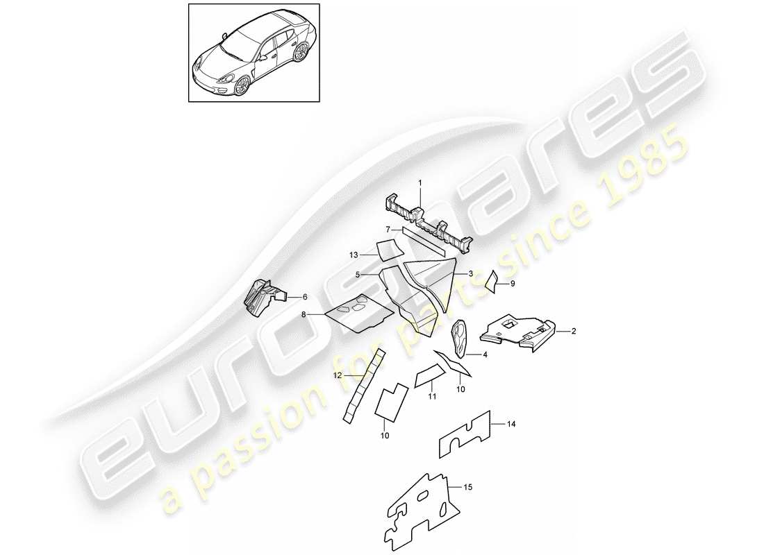 porsche 2013 (panamera 970) sound absorber part diagram