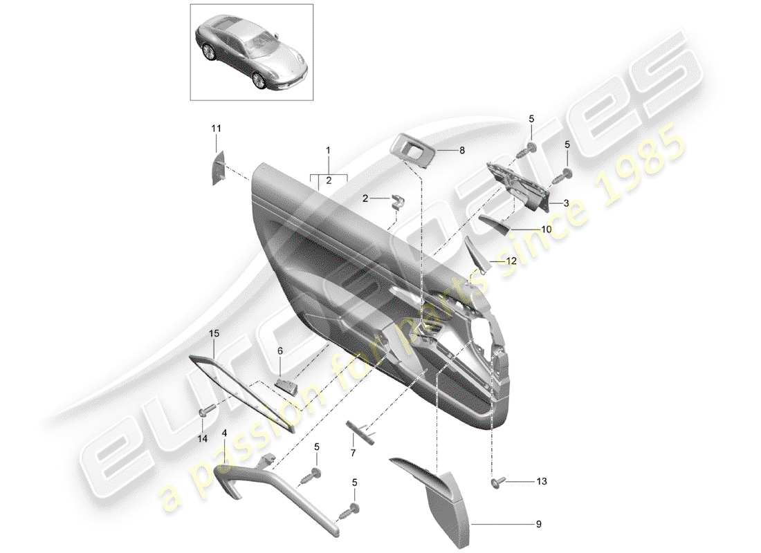 porsche 2013 (991-1) door panel part diagram