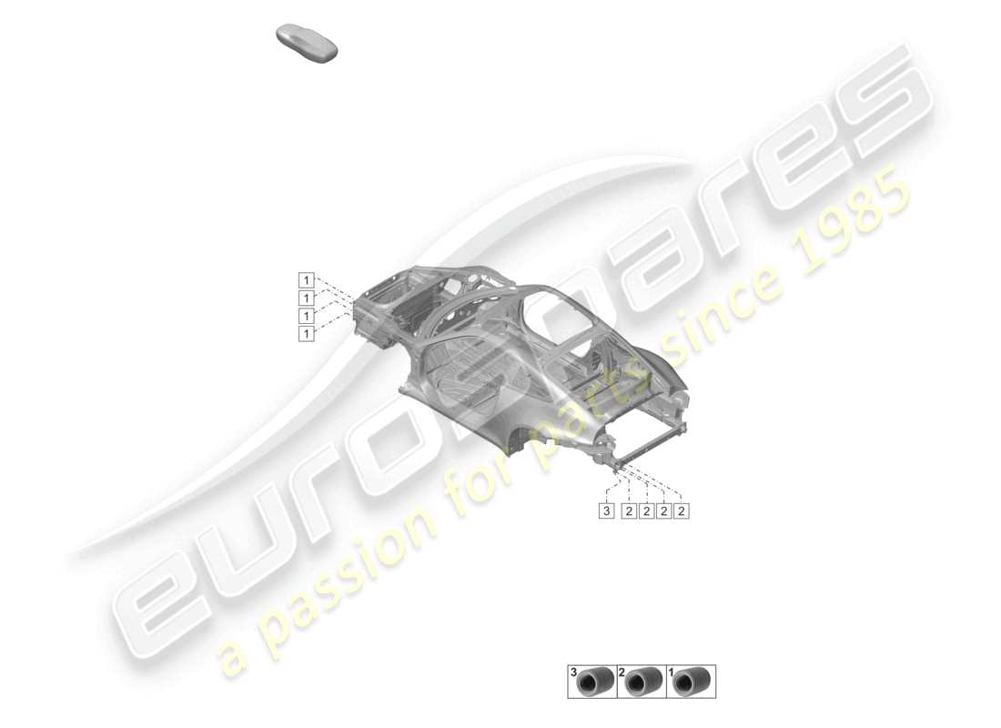 porsche 2019 (992-1) shock absorber mounting front and rear front end rear end part diagram