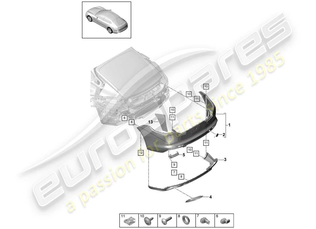 porsche 2019 (panamera 971-1) bumper part diagram
