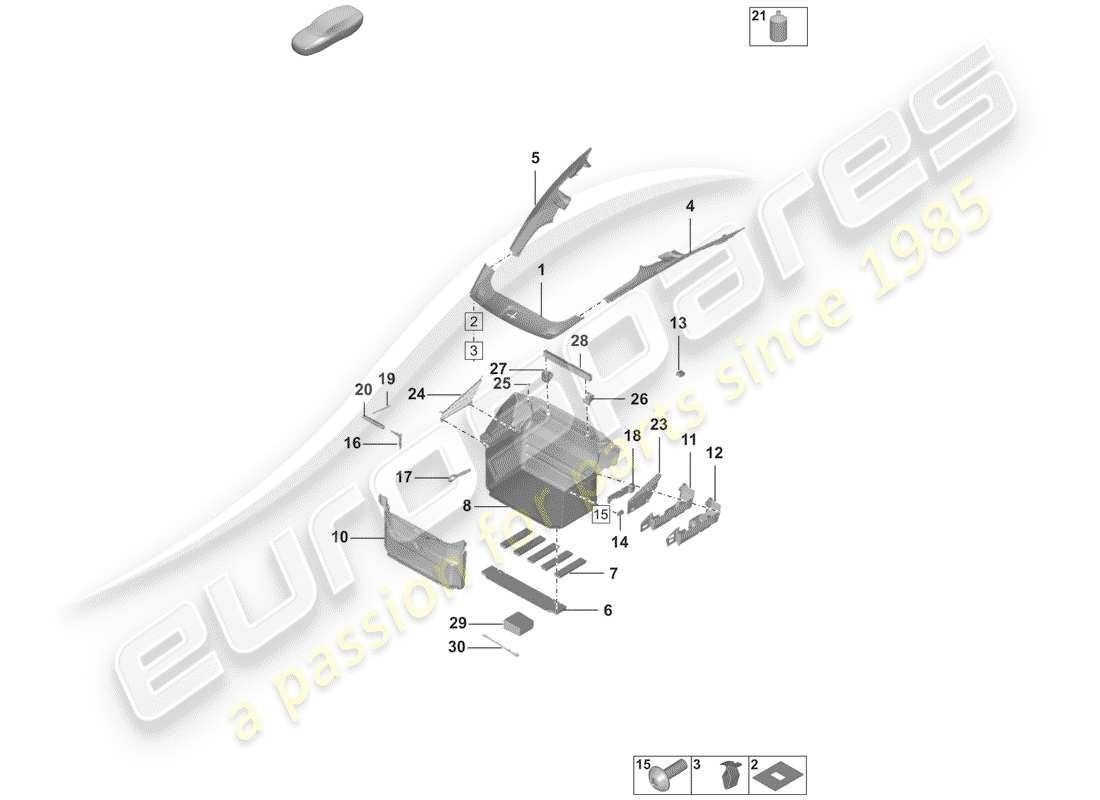 porsche 2019 (992-1) boot lining part diagram