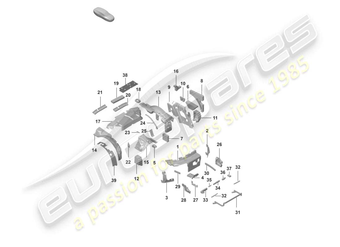porsche 2019 (992-1) sound absorber damping body part diagram