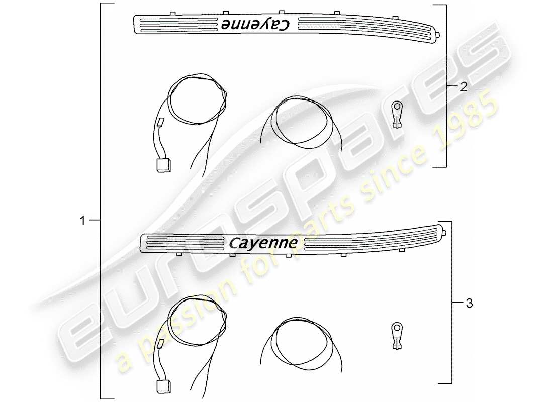 porsche tequipment cayenne (2012) scuff plate - sill panel part diagram