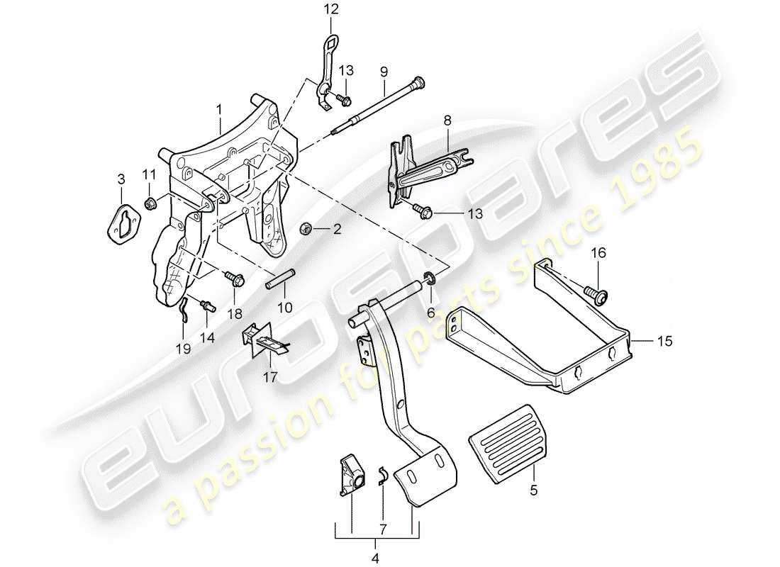 porsche 2008 (cayenne e1 9pa) pedals part diagram