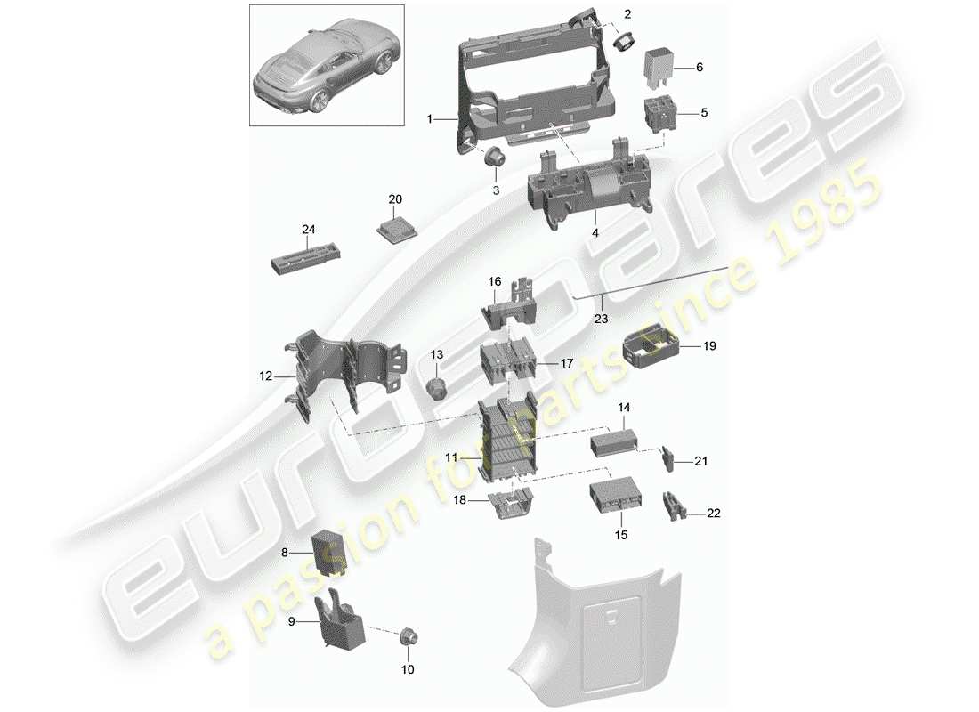 porsche 2019 (991-2 turbo) fuse box/relay plate part diagram